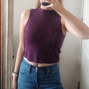 Cropped purple turtleneck tank